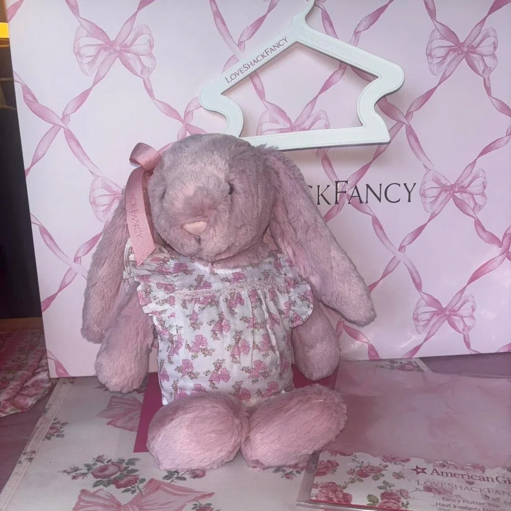 LoveShackFancy and jelly cat bashful pink tulip bunny lsf x ag dress